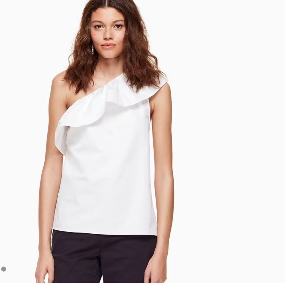KATE SPADE Poplin One Shoulder Top White Size XXL NEW